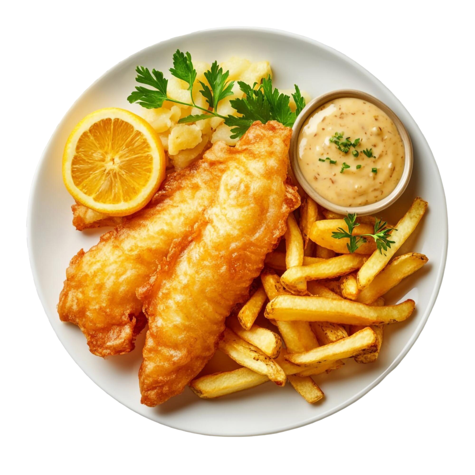 Di Vito’s Fish and chips with sauce in Linlithgow